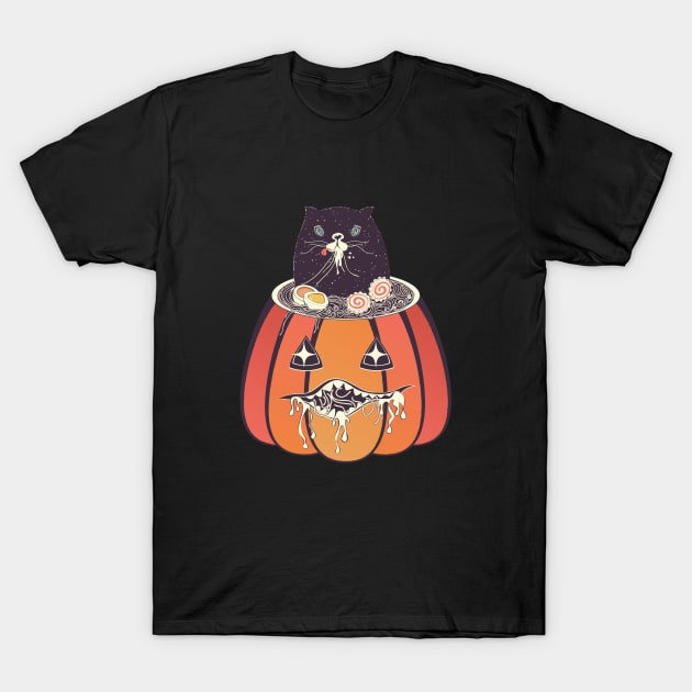 Ramen and cat in the pumpkin T-Shirt by AnnArtshock